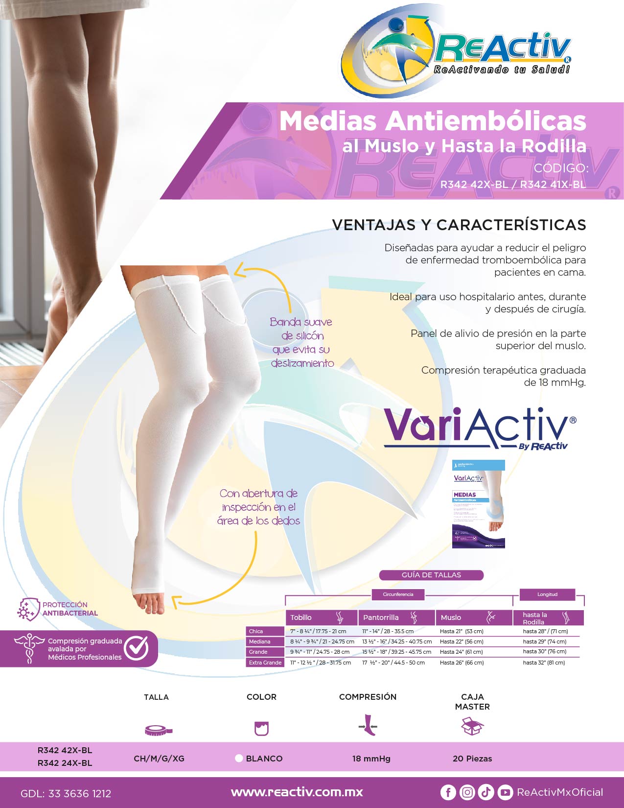 Medias Antiembolicas 18/23 mmHg Rodilla MediVaric – Traumasur