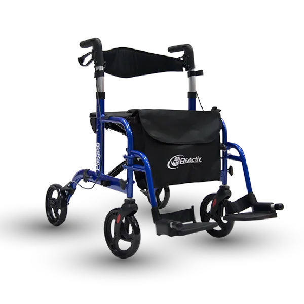 Andadera Rollator Travel de Aluminio Pelgable - Con Descansapies - Azul